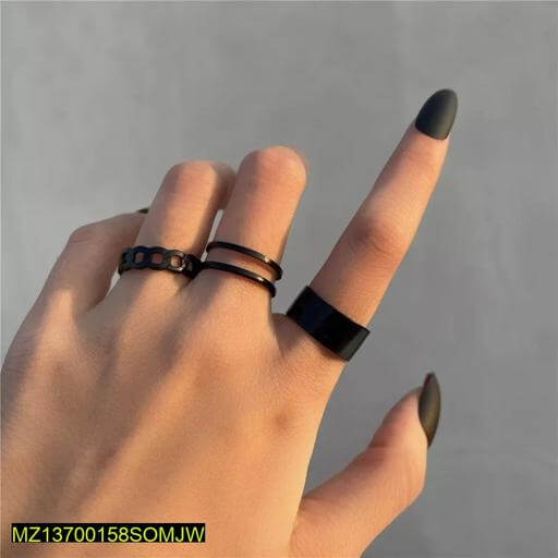 Lightweight and Durable Black Alloy 3-Piece Adjustable Rings Set