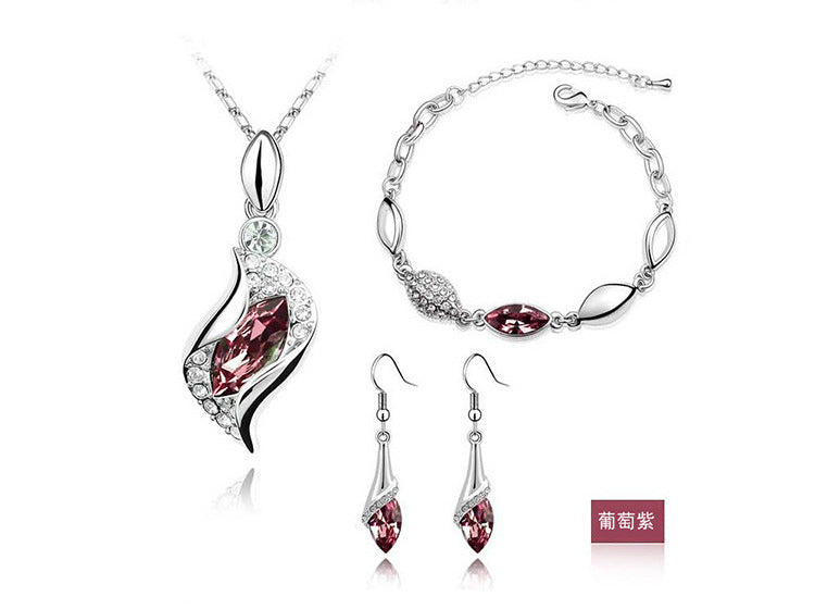 Blue Crystal Jewelry Set - Secure Lobster Claw Clasp Cable Chain Details