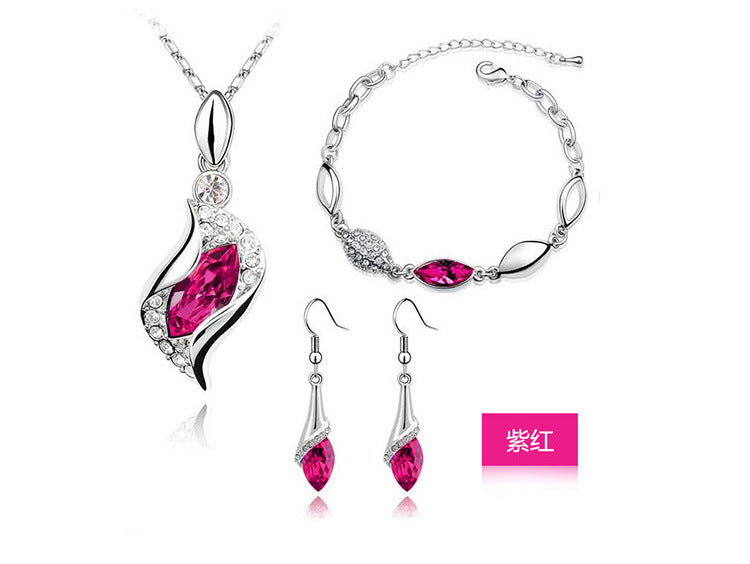 Hypoallergenic Blue Crystal Jewelry Set - Skin-Friendly Smooth Metal Base