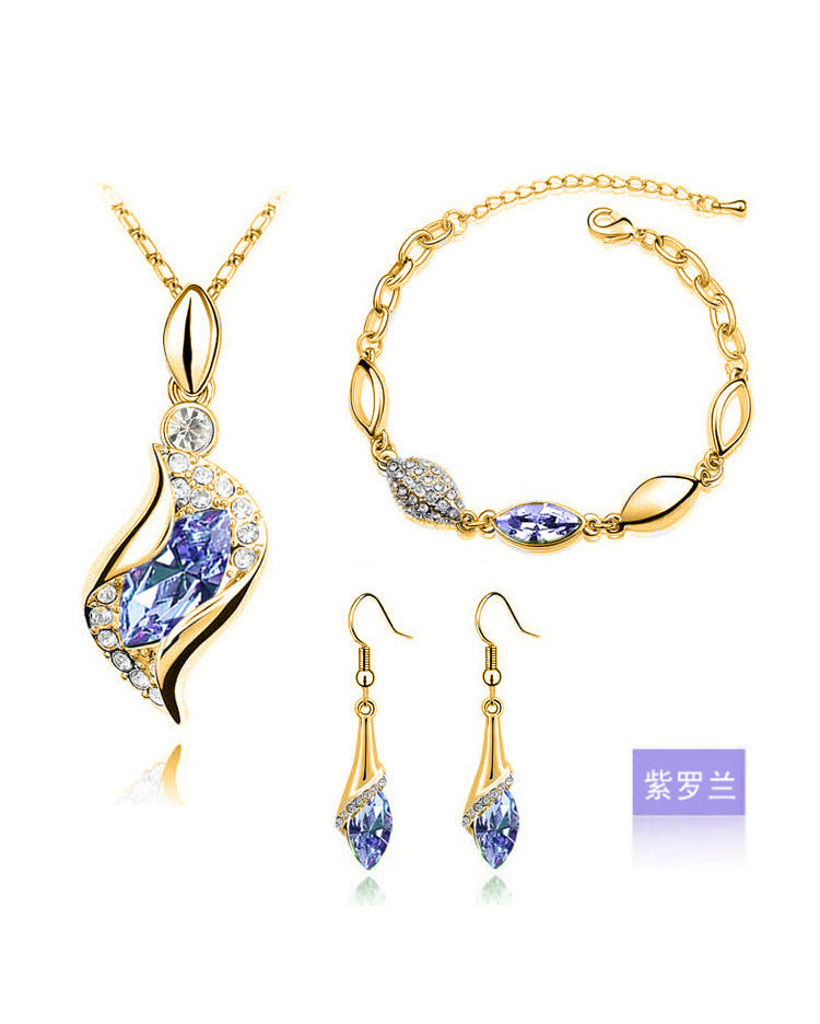 Waterproof Blue Crystal Jewelry Set for Luxury Lifestyle and Fine Dining Fashion
