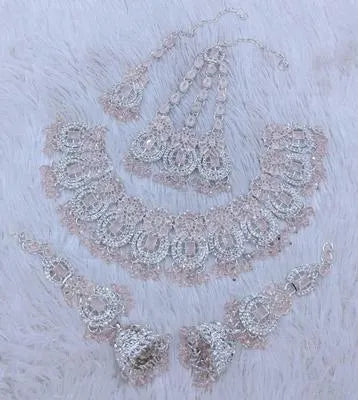 High Polish Finish Bridal Artificial Stones Bridal Set - Emerald Green Variation