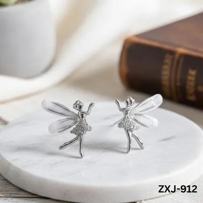 Butterfly Earrings Silver Golden Lightweight - Secure Push-Back Post Profile Details