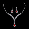 Diamond Water Drop Necklace and Earrings Set - Close-up of Intricate Crystal Prong Setting