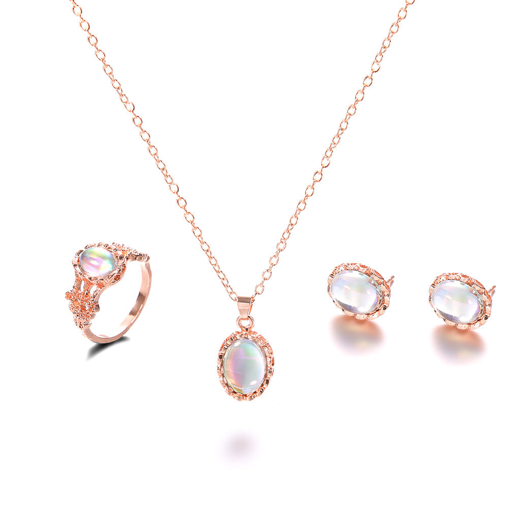 Rose Gold Gemstone Jewelry Set - Secure Lobster Claw Clasp Cable Chain Details