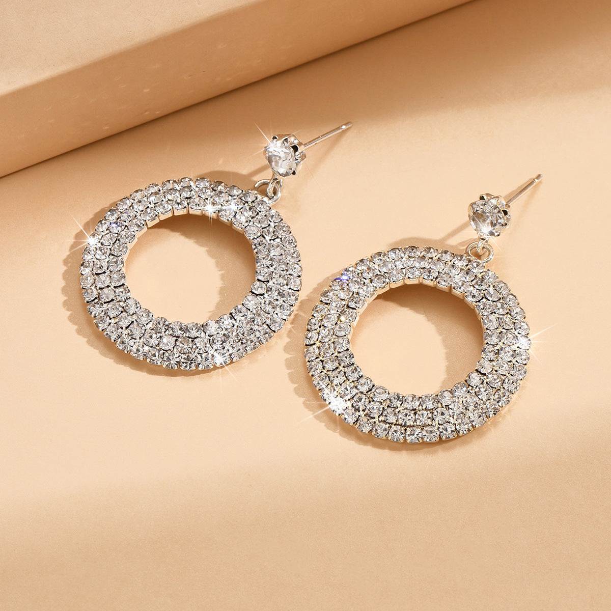 Tarnish Resistant Silver Circle Pendant and Earrings Set for Formal Office and Party Wear