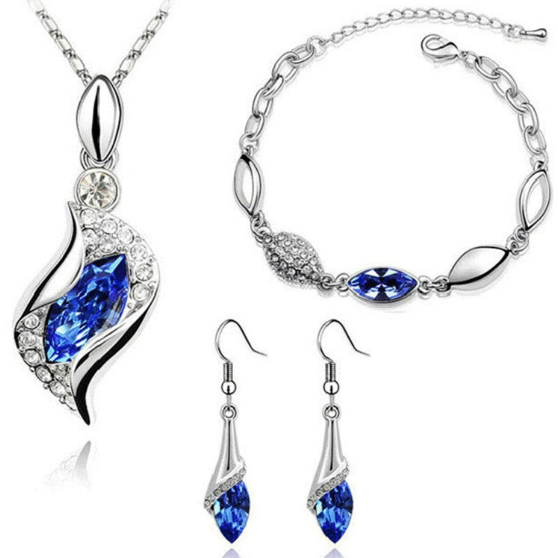Waterproof Blue Crystal Jewelry Set for Luxury Lifestyle and Fine Dining Fashion