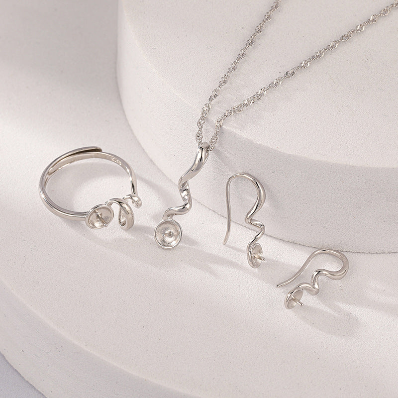 Pearl Necklace Earrings Set Silver 925 - Anti-Oxidant Rhodium Silver Plated Mirror Finish