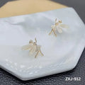 Butterfly Earrings Silver Golden Lightweight - Close-up of Intricate Dual Wing Plating