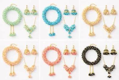 Premium Gajra Bracelet & Jhumkis Combo Set - Elegant Dome-Shaped Dangling Earrings