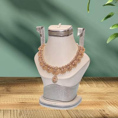 Gold Plated Bridal Necklace Set - Maroon Bead Drops Luxury Jewelry Pack