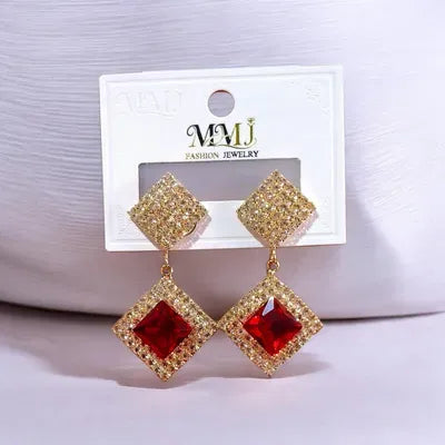 Gold Plated Crystal Moon Earrings - Anti-Oxidant 18K Real Gold Plated Finish