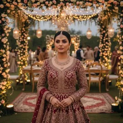 Premium Golden Alloy Bridal Set - Elegant Multi Piece Choker and Jhumka Combo