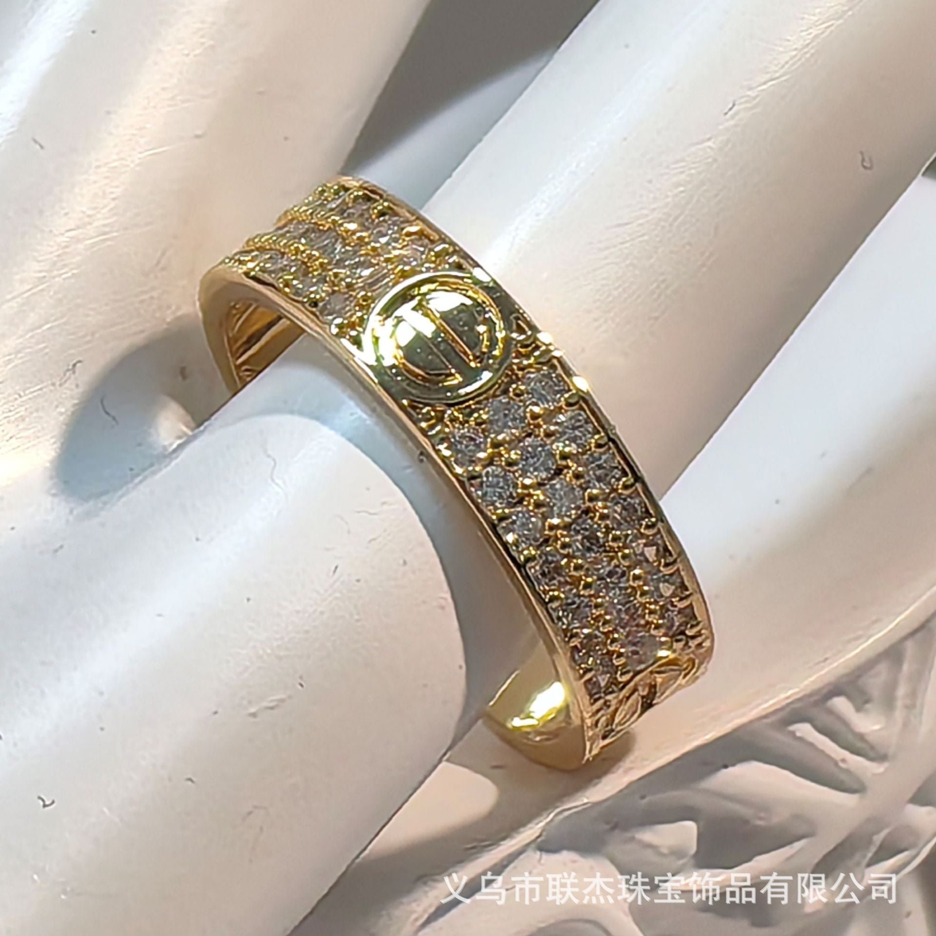 High Polish Finish Golden Plated Joker Ring - Size 8 Medium Finger Variant