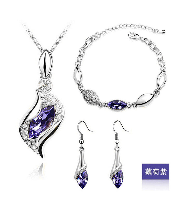 Blue Crystal Jewelry Set - Luxury Royal Theme Statement Accessories for Women