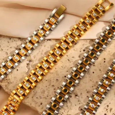 Tarnish Resistant Luxury Gold & Silver Bracelet for High-End Men's Fashion