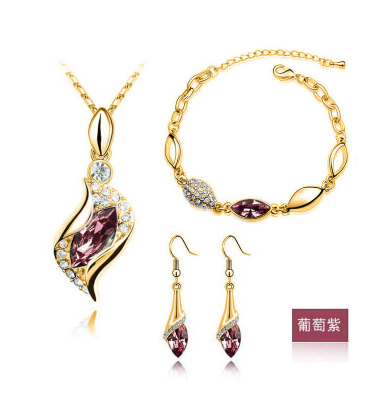 Premium Blue Crystal Jewelry Set - Elegant Tear Drop Pendant and Earring Combo