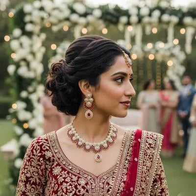 Premium Maroon Crystal Bridal Set - Elegant Multi Piece Choker and Jhumka Combo