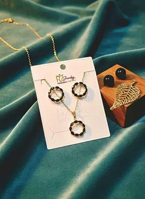 Modern Gold Plated Pendant & Earrings Set - Hexagonal Geometric Luxury Cut