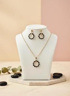 Premium Modern Gold Plated Pendant & Earrings Set - Matching Minimalist Trio