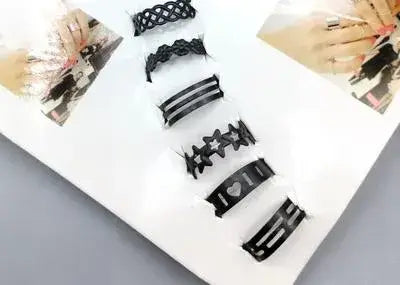 Close-up View of 10-Piece Adjustable Ring Set showing Stacking Style