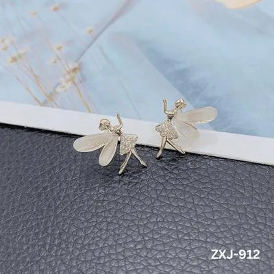 Butterfly Earrings Silver Golden Lightweight - Shimmering Delicate Crystal Wings