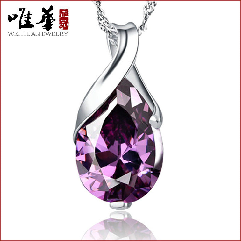 Purple Zircon Angel Tears Pendant tarnish resistant plating