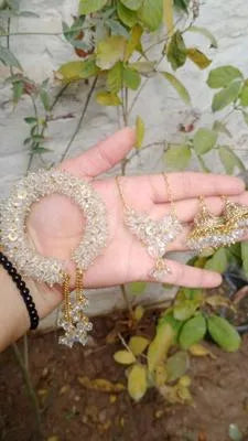 Hypoallergenic Gajra Bracelet & Jhumkis Combo Set - Skin-Friendly Metal Base