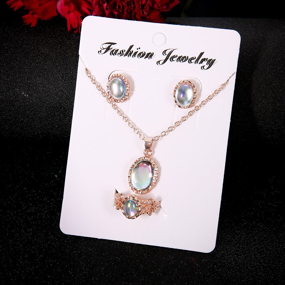 Tarnish Resistant Rose Gold Gemstone Jewelry Set for Fine Dining and Party Wear