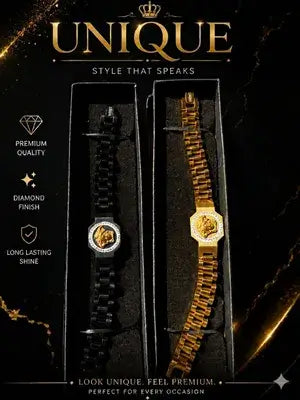 High Polish Finish Royal Medusa Gold Bracelets - Executive Men's Jewelry