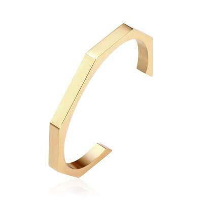 Close-up Shot of Silver Hexagonal Kara Bangle showing Geometric Design