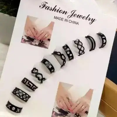 10-Piece Adjustable Ring Set - Multi-Pack Fashion Jewelry Gift Box
