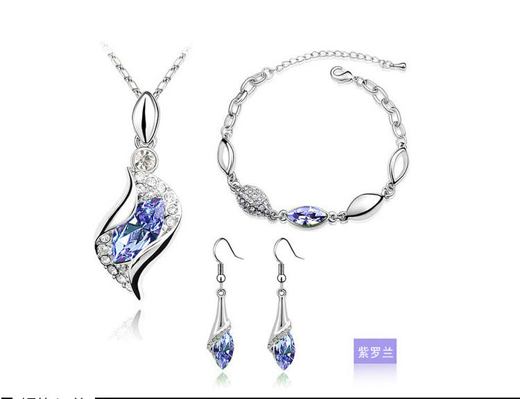 Blue Crystal Jewelry Set - Signature Velvet Presentation Gift Box Pack