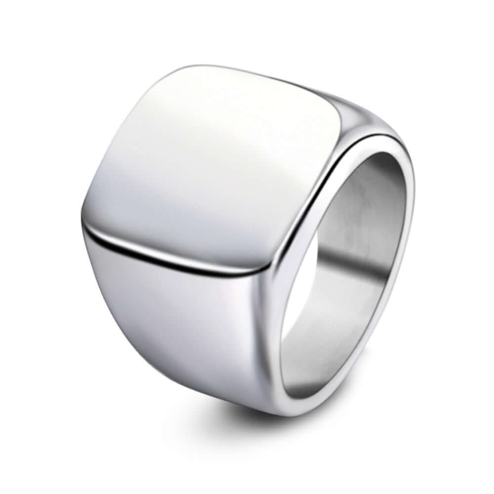 Stainless Steel Retro Square Rings - All Four Color Options Displayed