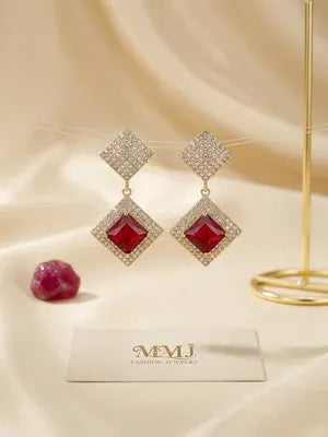 Premium Gold Plated Crystal Moon Earrings - Elegant Crescent Silhouette Pair