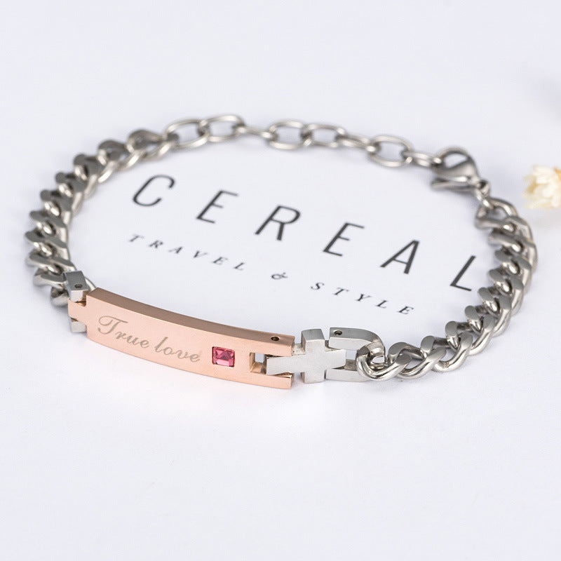 True Love Titanium Steel Bracelet - Secure Interlocking Clasp Close View