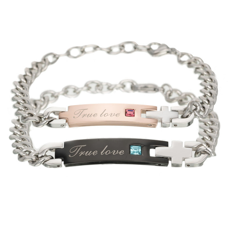 True Love Titanium Steel Bracelet - Close-up of Laser Engraved Love Promise