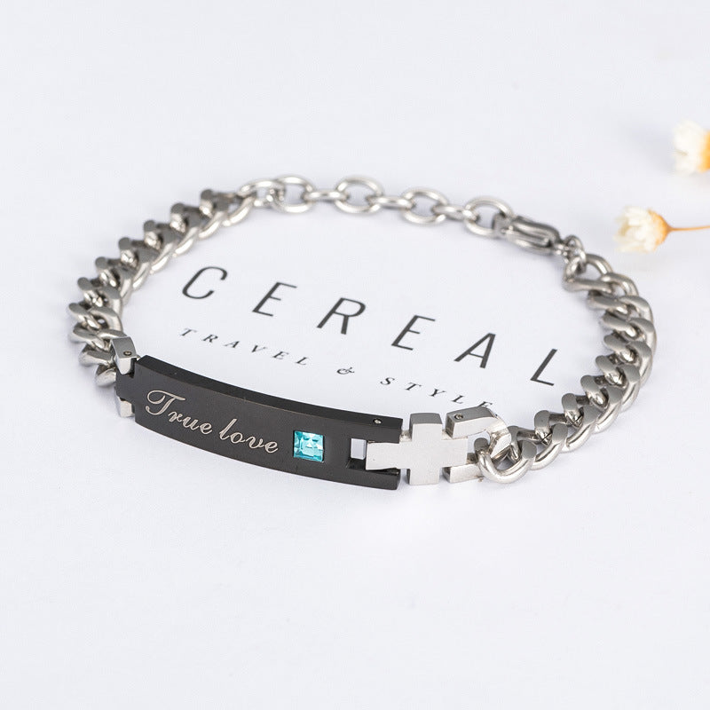 Tarnish Resistant True Love Titanium Steel Bracelet for Long Distance Couples