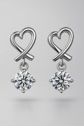 Heart Shaped Earrings with Sparkling Pendant – 925 Sterling Silver Main View