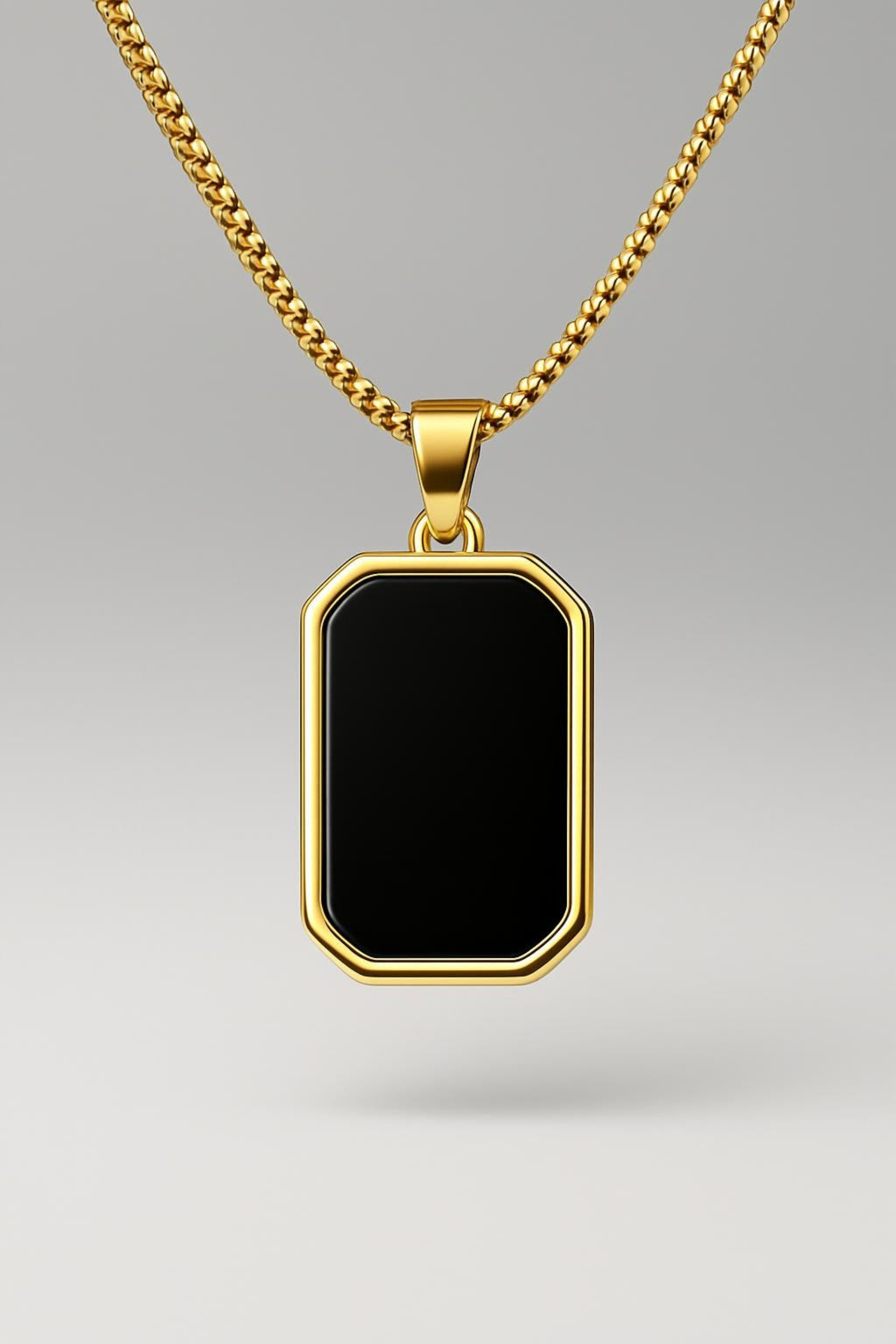 Gold Plated Black Stone Pendant for Women – Elegant Luxury Jewelry Main View