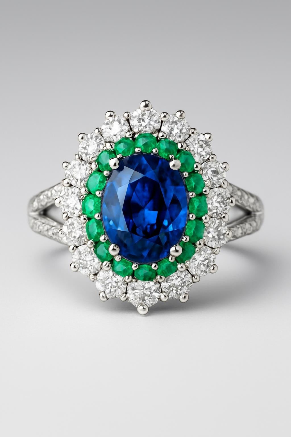 Blue Green Zircon Flower Ring for Women – Elegant Floral Jewelry Main View