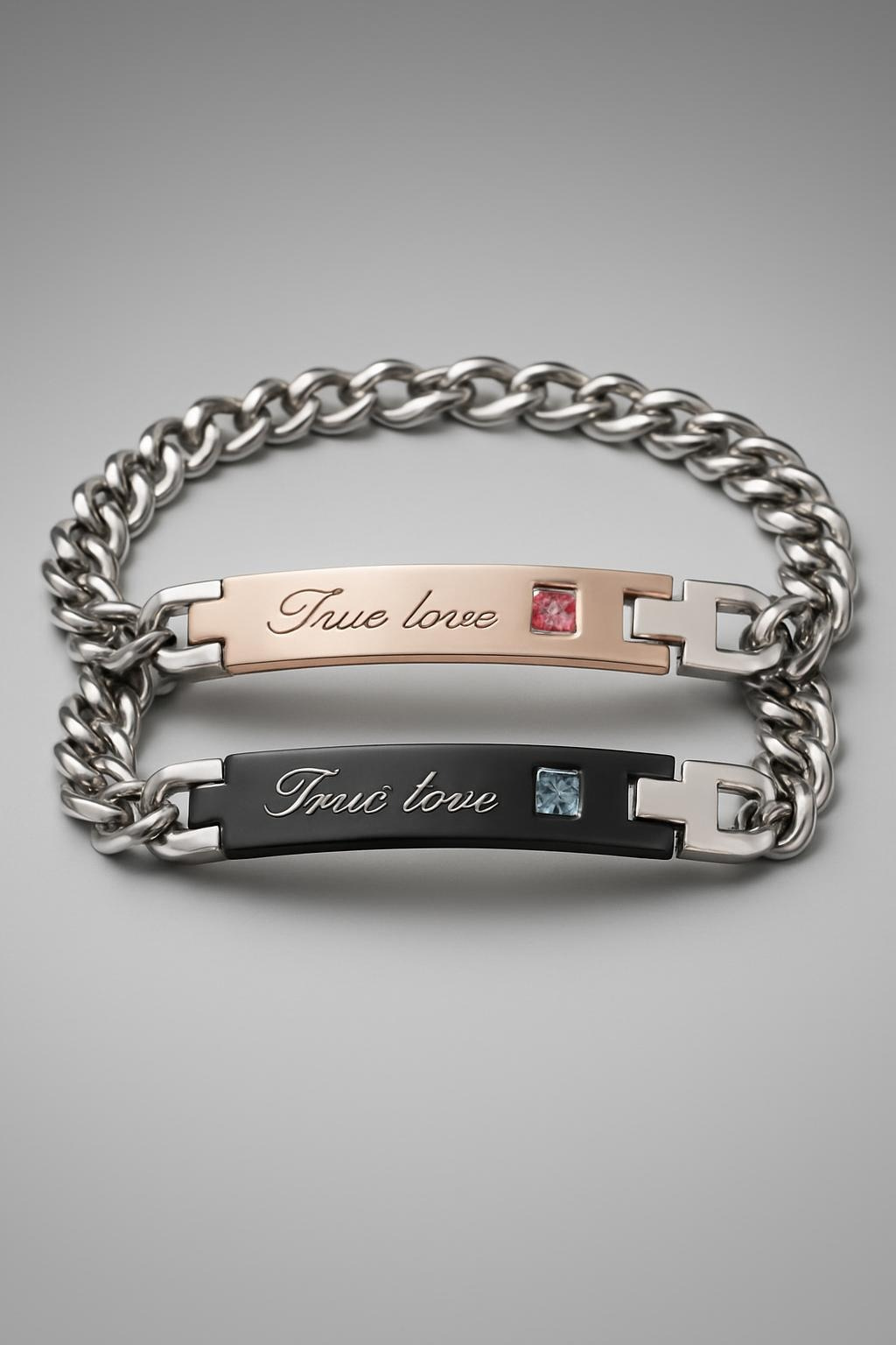 True Love Titanium Steel Bracelet for Couples - Matching Bond Jewelry Main View