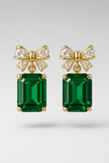 Premium Women Green Crystal Earrings Gold Plated - Elegant Emerald Tear Drop Pair