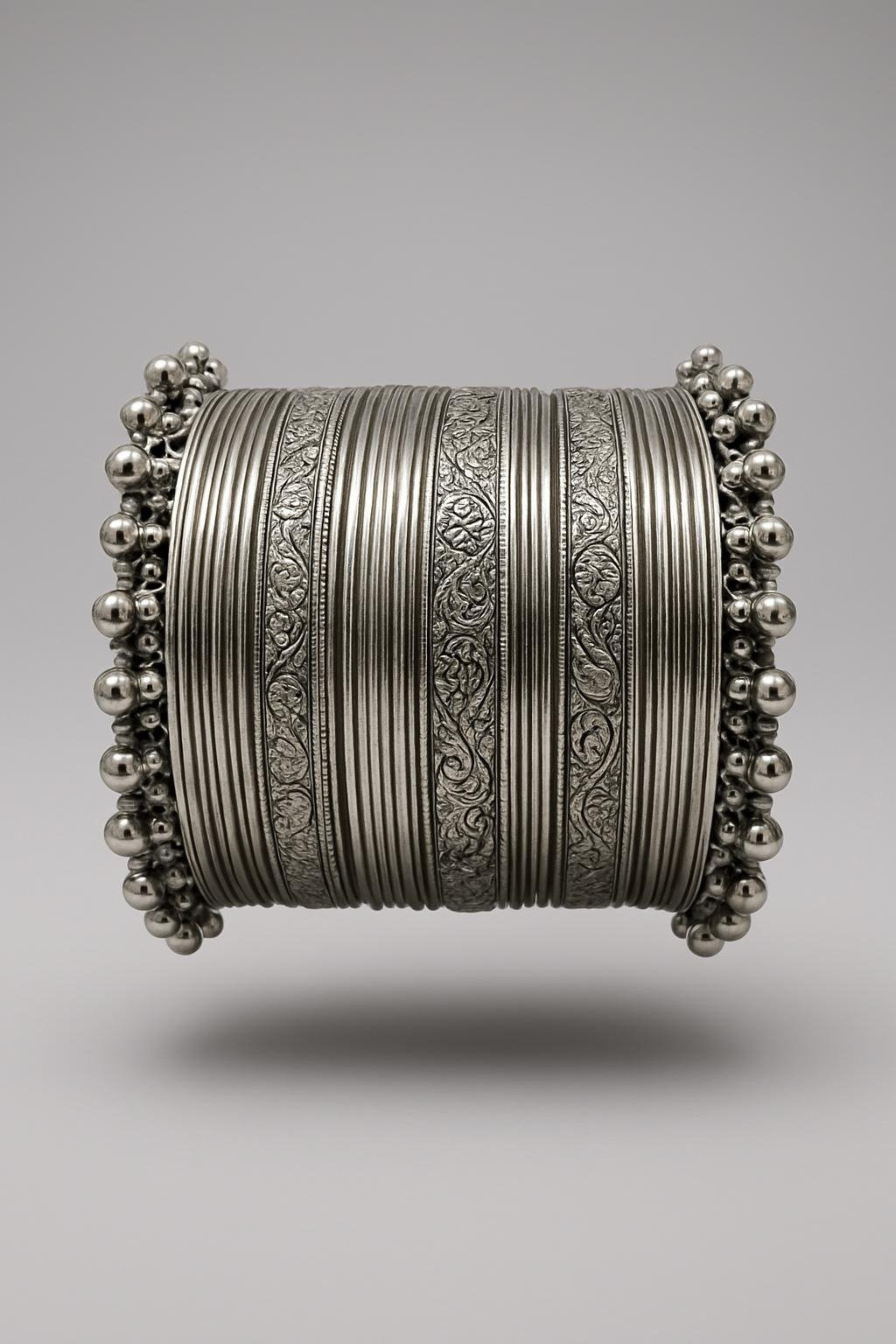 Nagina Kara Bangle Set Silver Finish Wedding Party Wear - Luxury Set Main View