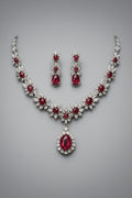 Maroon Crystal Bridal Set for Pakistani Brides – Luxury Wedding Jewelry Main View