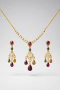 Gold Plated Crystal Necklace Set for Women - Luxury Bridal Jewelry Main View