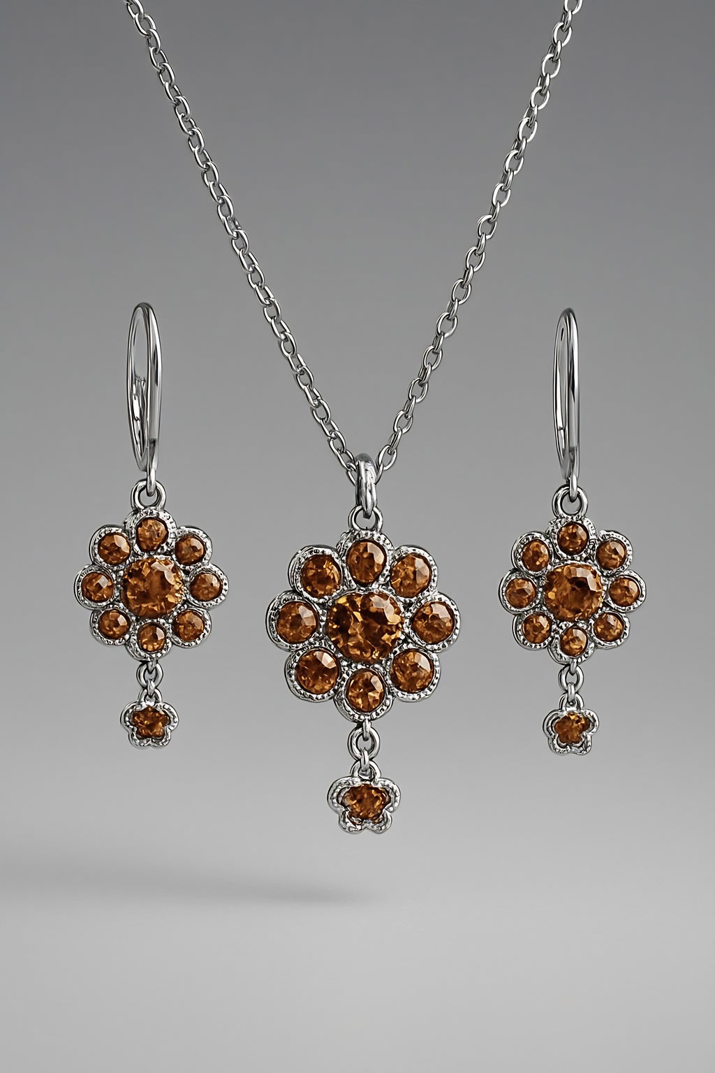 Modern Floral Crystal Necklace Set for Pakistani Women - Bridal Wear Main View