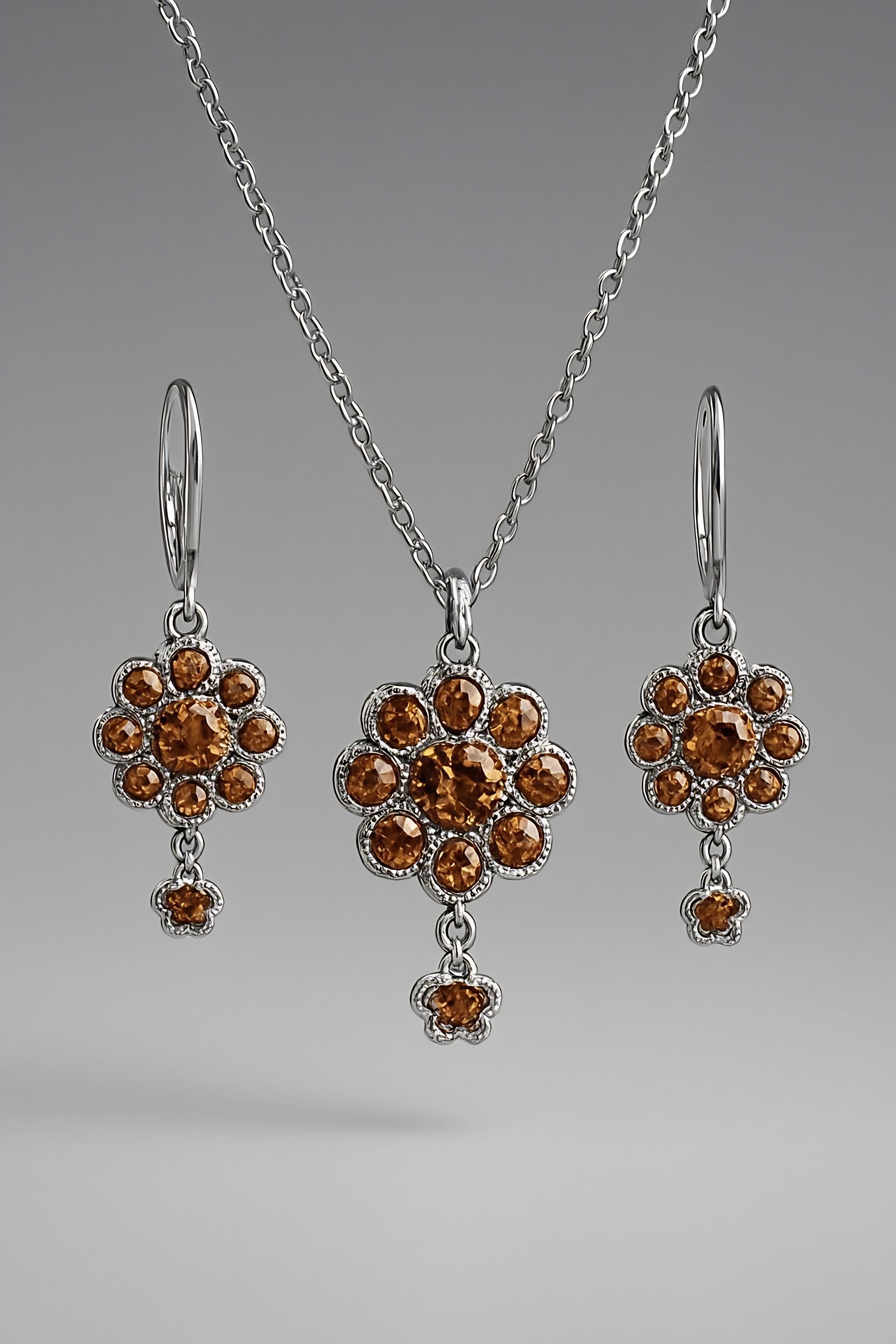 Modern Floral Crystal Necklace Set for Pakistani Women - Bridal Wear Main View