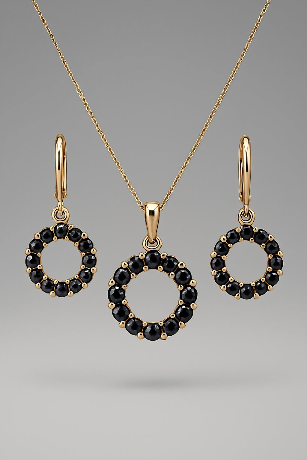 Modern Gold Plated Pendant & Earrings Set for Women - Luxury Jewelry Main View