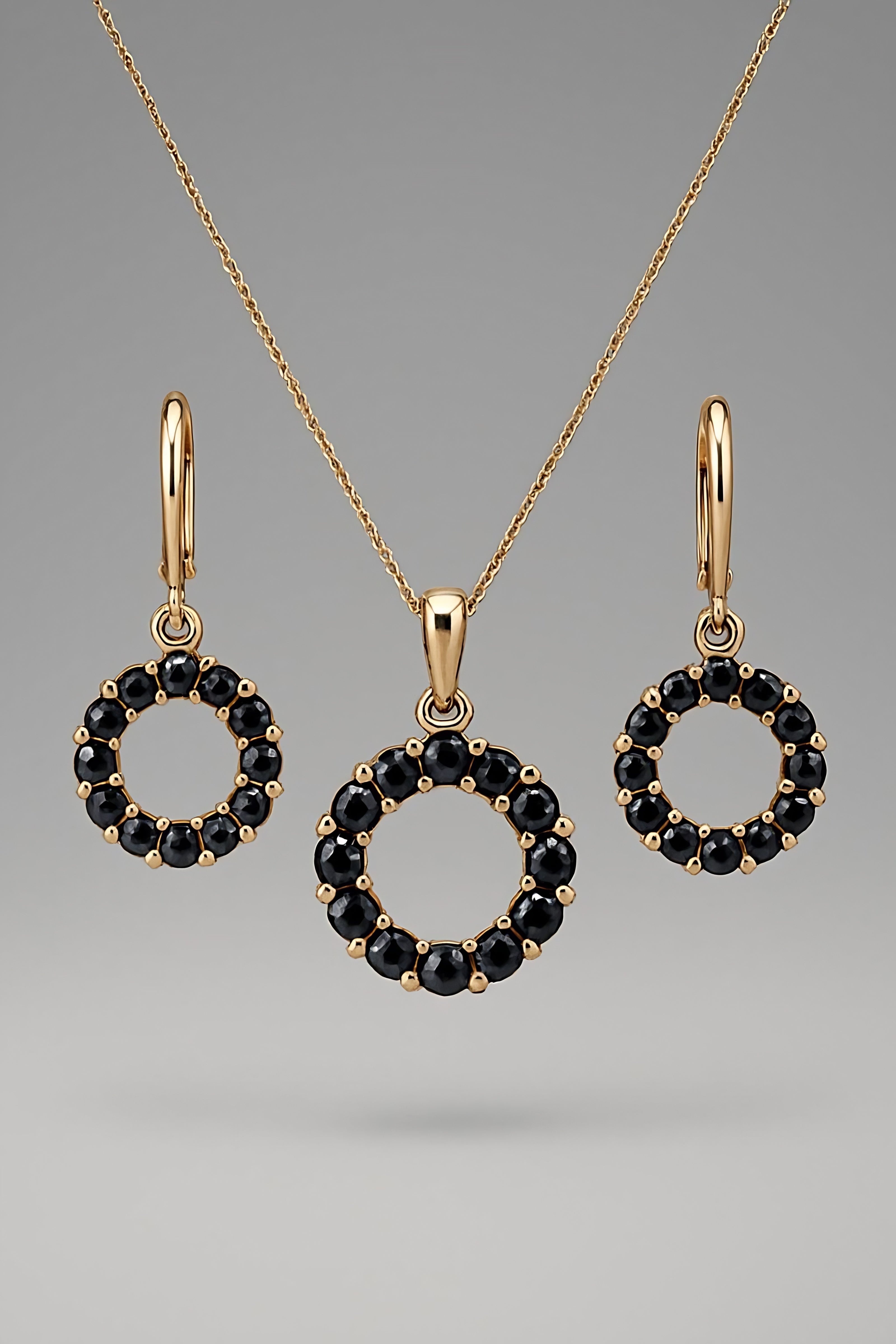 Modern Gold Plated Pendant & Earrings Set for Women - Luxury Jewelry Main View