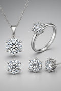 Silver Toned Zircon Ring and Pendant Set for Women – Elegant Jewelry Main View